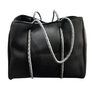 Chucka Black and Gray Perforated Tote Bag with Rope Handles SZ L